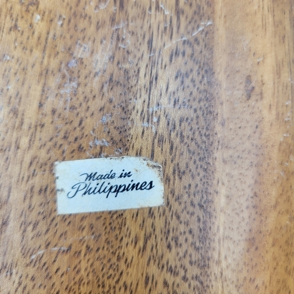 Vintage Monkey Pod Wooden Leaf Bowl with Produce - Made in the Philippines - Picture 5 of 8